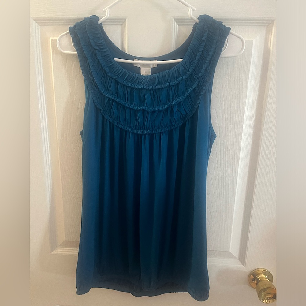 Women’s Sleeveless teal color top Kenar size M